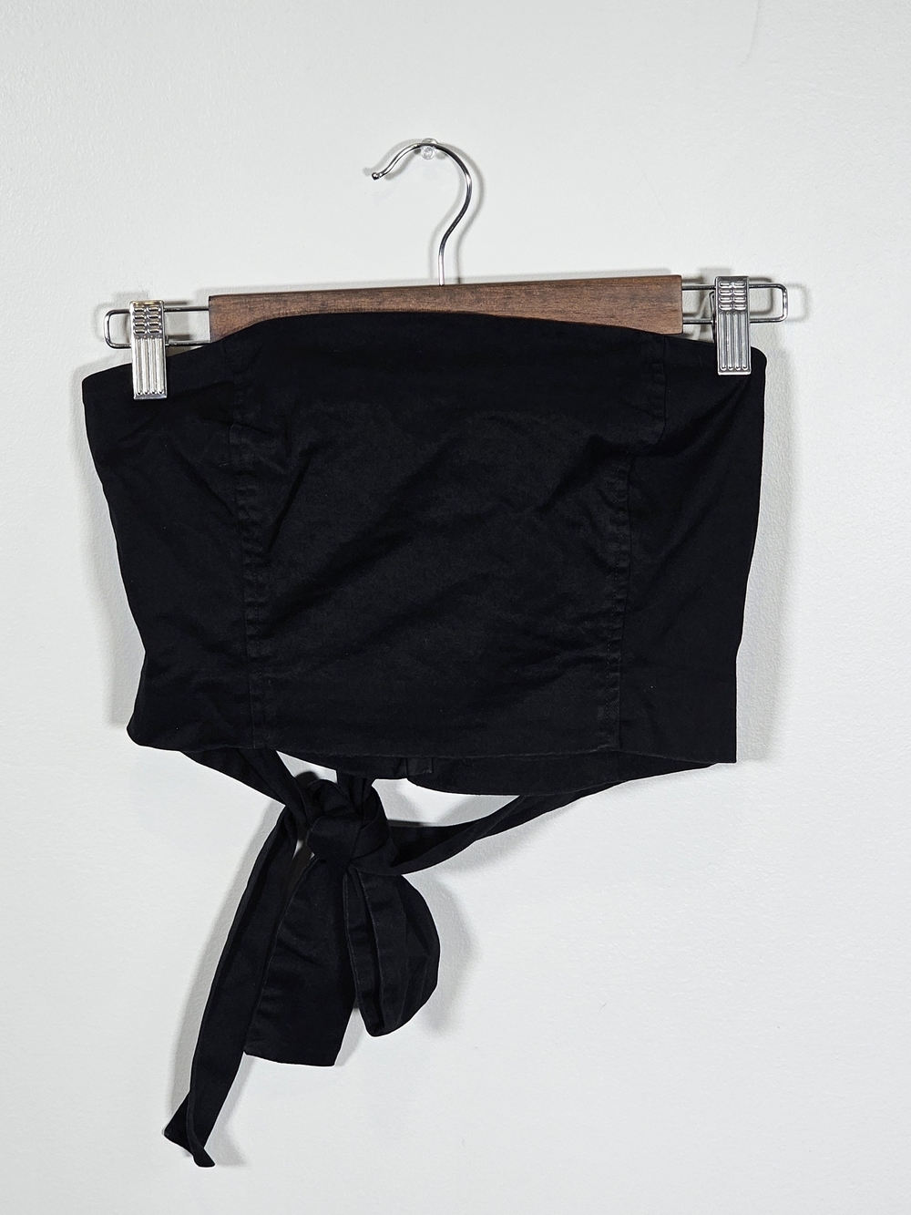 Wilfred Aritzia Black Denim Cropped Tie Top Sz 6